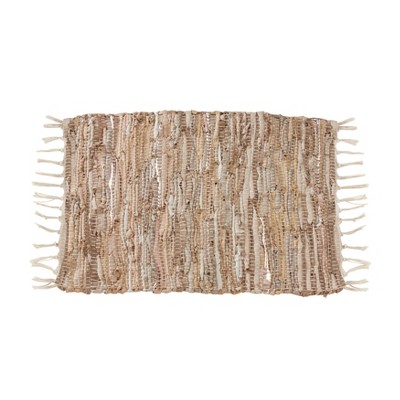 Saro Lifestyle Leather Chindi Placemat (Set of 4 pcs), Natural