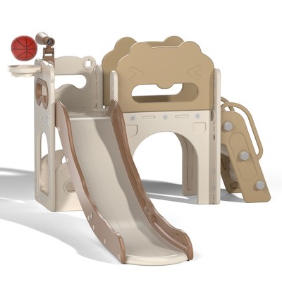 Infurnic Baby Activity Gyms Toddler's Fun Activity Center, Comprehensive Playset with Slide, Climber, Tunnel, Multicolored, 41"*25"*14"