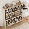 Shoe Cabinet with Flip-Down Doors - Space-Saving Entryway Organizer with Adjustable Shelf, Wooden Shoe Storage - 4 of 4