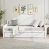 Costway Twin Size Daybed with Trundle Solid Wood Sofa Bed with Slats Support Guest Bed White/Gray - 4 of 4