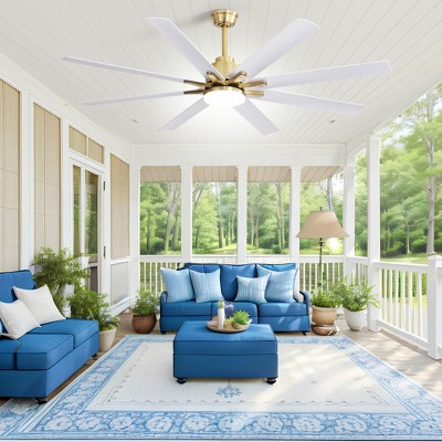 SKRAN 66" Smart Ceiling Fan with Lights and Remote,8 ABS Blades Remote Control Reversible DC Motor For Office, Living Room Bedroom, Gold+White