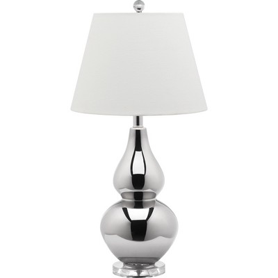 26" Cybil Double Gourd Lamp Silver (Includes CFL Light Bulb) - Safavieh