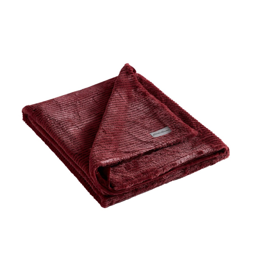 Photos - Duvet Eddie Bauer Ribbed Super Soft Textured Solid Red 50" X 60" Throw Blanket: 