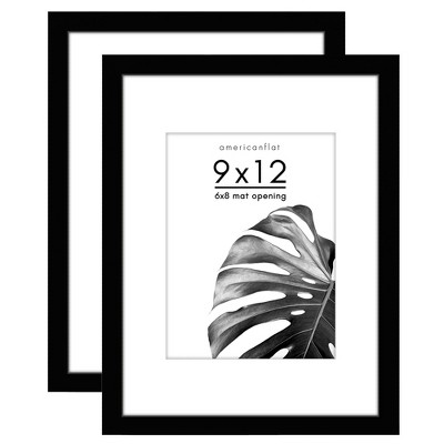 Americanflat Set Of 2 5x7 Picture Frame With 4x6 Mat - Wood With Glass  Cover - Black : Target