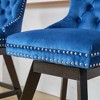 Kumasinova 25.9"H Swivel Bar Stools with Button Tufted Back,Set of 2,Luxury Velvet Barstools Dining Chairs with Chrome Nailhead Trim - 4 of 4