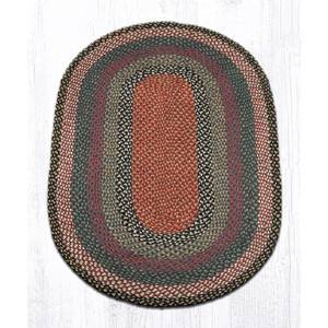 Earth Rugs Blue/Gray/Burgundy Hand-Braided Oval Rug – Cozy Living Space Accent - 1 of 1