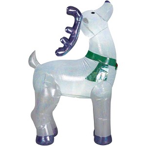 Gemmy Christmas Airblown Inflatable Mixed Media Silver Iridescent Reindeer Buck, 6 ft Tall, Green - 1 of 3