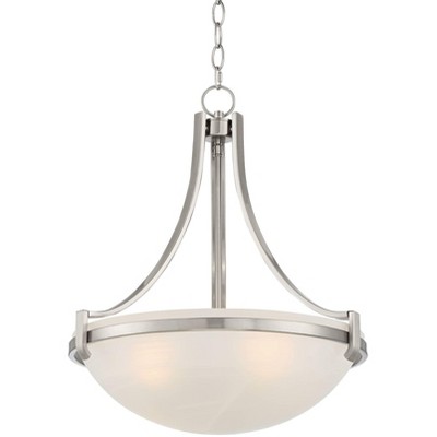 Regency Hill Mallot 20" Wide Brushed Nickel Modern Glass Bowl Pendant Light