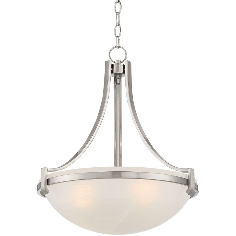 Regency Hill Mallot Brushed Nickel Pendant Chandelier 20" Wide Industrial Champagne Glass Bowl Shade 4-Light Fixture for Dining Room Kitchen Island, 1 of 10