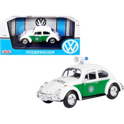 1966 Volkswagen Beetle German Police Car White and Green 1/24 Diecast Model Car by Motormax