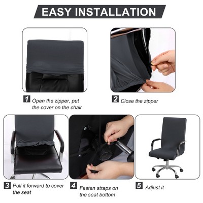 4x Office Chair Armrest Covers Slip-on Desk Chair Arm Proector Blue/Black 