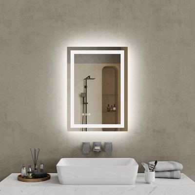 JUJABU 20" x 28" Bathroom Vanity Mirror with 3 Light Colors, Anti-Fog, Shatterproof, Waterproof