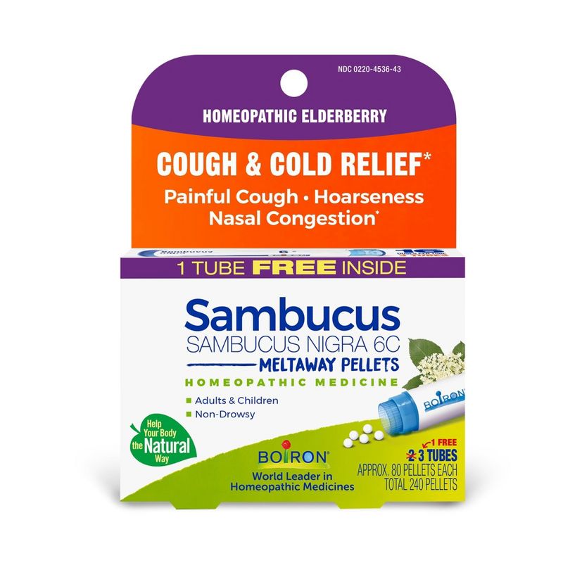 Boiron Sambucus Nigra 6C 3 MDT Homeopathic Medicine For Cough & Cold Relief  -  3 Pack Pellet, 3 of 5