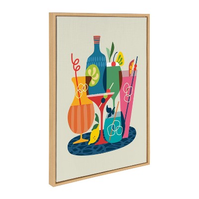 Mid Century Modern Cocktails Framed Canvas Print, 23x33, Natural