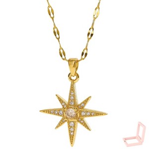 Gold-Tone North Star Pendant Necklace with Cubic Zirconia, Celestial Jewelry for Women, Symbol of Guidance & Elegance for Daily & Special Occasions - 1 of 4