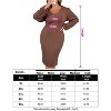 Coolmee Women Plus Size Elegant V-Neck Lantern Long Sleeve Knit Bodycon Wrap Midi Dress - 4 of 4