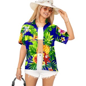 HAPPY BAY Button Down Shirt for Women Short Sleeve Hawaiian Tops Vacation Button Up Summer Beach Party Dress Shirts Colorful for Women - 1 of 4