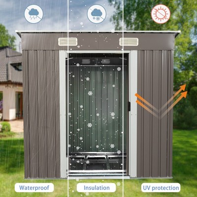 6ft x 4ft Dark Brown Metal Outdoor Storage Shed