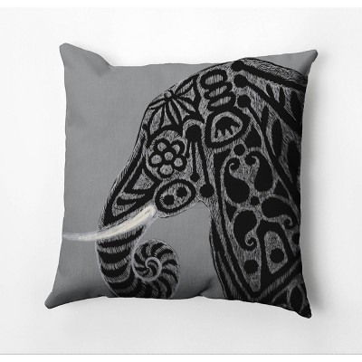 18"x18" Inky Elephant Square Throw Pillow Black - e by design