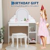 Kids Vanity with Lighted Mirror & Stool,Little Girls Vanity with Adjustable LED Light - 3 of 4