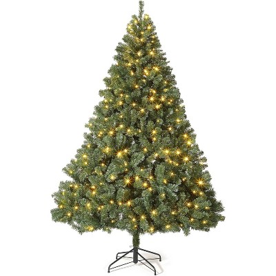 Artificial Christmas Tree - 1450 Realistic Pine Tips w/Metal Stand for Living Room/Office - Green