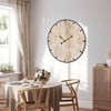 Large 30 Inch Farmhouse Wall Clock Wood and Metal Silent Operated for Living Room Kitchen Office Decor - 3 of 4