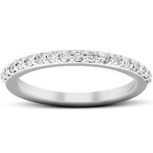 Pompeii3 1/4Ct Diamond Ring Matching Guard Engagement Band 14k White Gold - 1 of 4