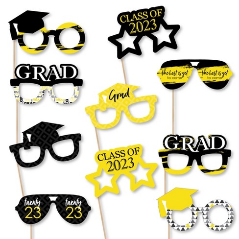 Big Dot Of Happiness 2023 Yellow Graduation Glasses - Paper Card Stock ...