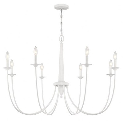Bisque White 8-Light Metal Candle Chandelier