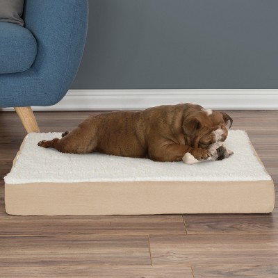 Medium Tan Orthopedic Memory Foam Dog Bed with Washable Cover