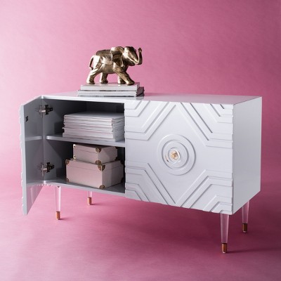 Zayn Light Gray and Gold Diamond Pattern Sideboard