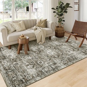 Oriental Machine Washable Rug Ultra Soft Rug for Living Room Low Pile Foldable Thin Non Slip Carpet - 1 of 4