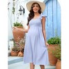 Maternity Dress - Shirred Flutter Cap Sleeve Square Neck Ruffle Midi Dress for Baby Shower Photography - 3 of 4