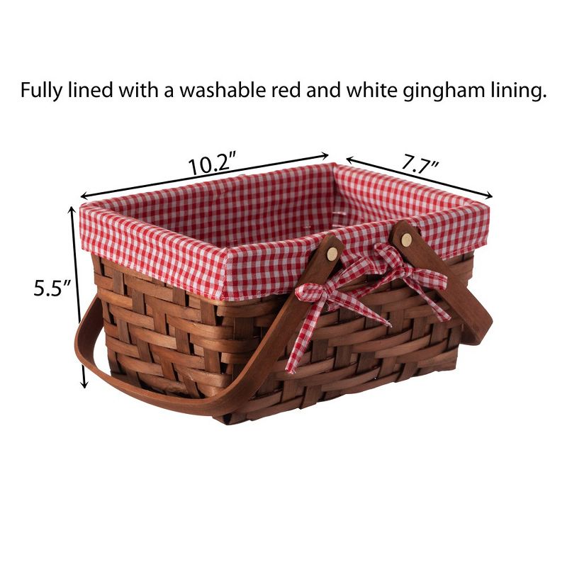Vintiquewise Small Rectangular Basket Lined with Gingham Lining, 5 of 9