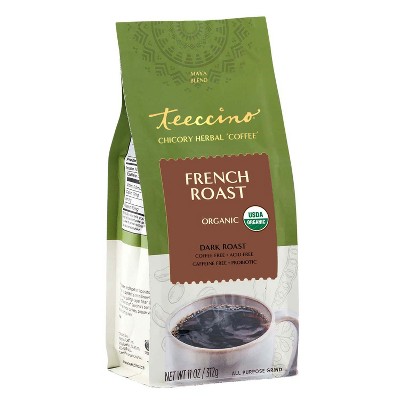 Teeccino French Roast Chicory Herbal Coffee, 11 Oz, That’s Prebiotic, Caffeine-Free & Acid Free, Dark Roast