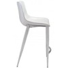 Zuo Modern Magnus Counter Stool Set of 2, 39.8" H, White Faux Leather Seat, Brushed Silver Frame, Modern Design - 3 of 4