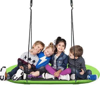 Tangkula 60 Flying Saucer Tree Swing Set Outdoor Oval Swing Adjustable  Hanging Ropes for Kids Green