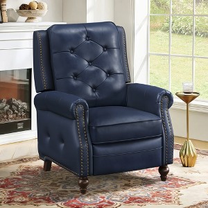 Arceso Modern Faux Leather Push Back Recliner Chair with Nailhead Trim & Plush Foam Padding - Manual Reclining Upholstered Chair for Living Room - 1 of 4