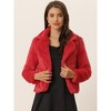 INSPIRE CHIC Women's Autumn Winter Cropped Notch Lapel Faux Fur Fluffy Jacket - 2 of 4