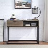 INFURNIC Writing Desk Rustic Desk with Self-Closing Door Storage and Sturdy Metal Base for Office, Brown, 14"*42"*30" - 4 of 4