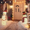 3-Piece Christmas Snowman Family Decorations (Father/Mother/Baby), 2D Plush-Wrapped Metal Frame with 3¡Á9.84ft LED String Lights (30 Beads/Each) - 4 of 4