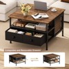 WOWLIVE Lift Top Coffee Table, Square Coffee Table Metal Wood, Farmhouse Lift Up Coffee Tables Cocktail Table with Storage - 3 of 4