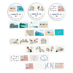 Everyday Masking Tape Roll of Perforated Stamps by Ramus & Co - 3ct Rolls, "Sandy" + "Wild Party" + "Red & Blue" - 1 of 4