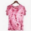 Anna-Kaci Women's Short Sleeve Tie-Dye Top with Cut-Out Shoulder Design Casual Summer T-Shirt - 2 of 3
