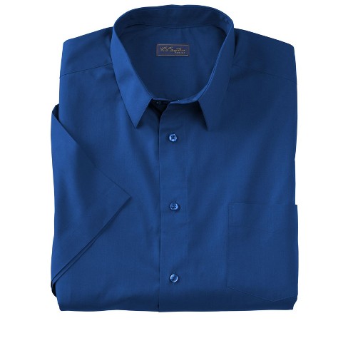 Ks Signature By Kingsize Men's Big & Tall Wrinkle Free Short-sleeve Dress  Shirt - Big - 18 1/2, Blue : Target