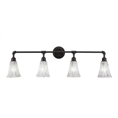 Toltec Lighting Vintage 4 - Light Vanity in  Dark Granite with 5.5" Fluted Italian Ice Shade