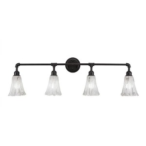 Toltec Lighting Vintage 4 - Light Vanity in  Dark Granite with 5.5" Fluted Italian Ice Shade - 1 of 1