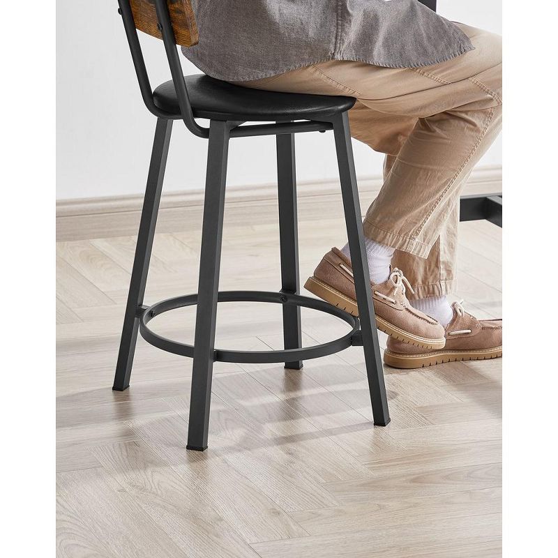 VASAGLE Bar Stools, Set of 2 PU Upholstered Breakfast Stools, 29.7-Inch Barstools with Back and Footrest, 5 of 7