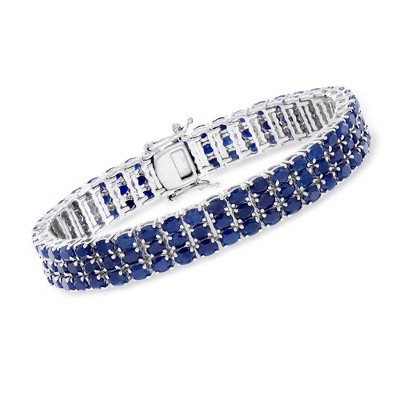 Ross-Simons 30.00 ct. t.w. Sapphire Tennis Bracelet in Sterling Silver Size 8
