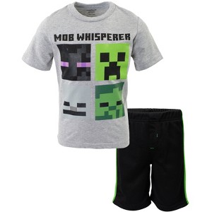 Minecraft Creeper Skeleton Zombie Enderman Graphic T-Shirt and Mesh Shorts Outfit Set Little Kid to Big Kid - 1 of 4